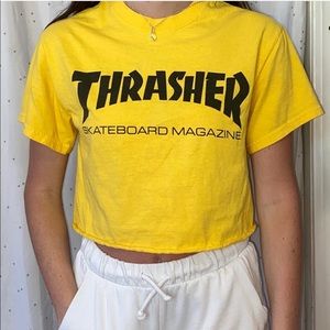 yellow thrasher crop top
